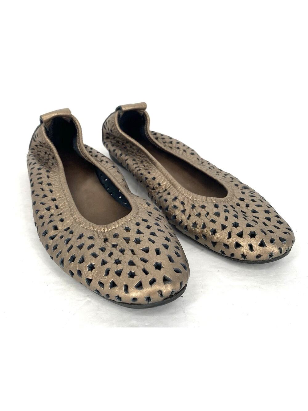 Arche Lilly Leather Ballet Flats EU 39 Metallic Copper Perforated Comfort Shoes